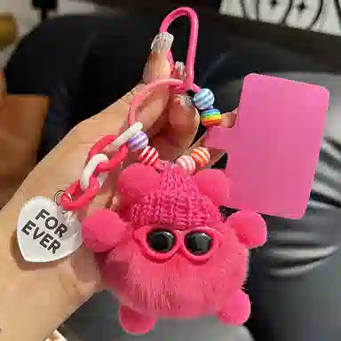 纳兰杜 可爱小煤球挂件书包挂饰汽车卡通玩偶 獭兔毛 钥匙扣包周边 女款 多色