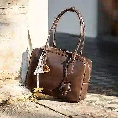 纳兰杜 时尚百搭复古高级 合成革 单肩包 常规 女款 咖色