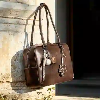 纳兰杜 时尚百搭复古高级 合成革 单肩包 常规 女款 咖色