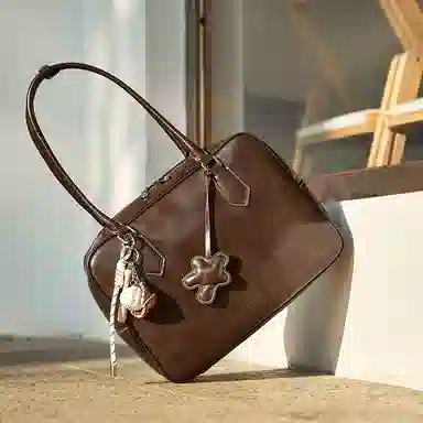 纳兰杜 时尚百搭复古高级 合成革 单肩包 常规 女款 咖色