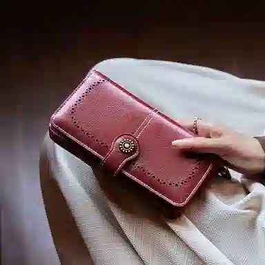 纳兰杜 韩版时尚精致多功能皮夹拉链小包 合成革 钱包 常规 女款 多色