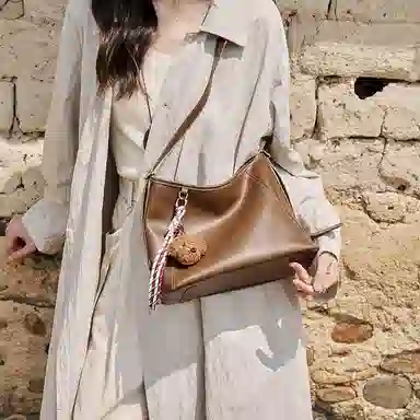 纳兰杜 时尚百搭气质通勤 合成革 单肩包 常规 女款 米白色/子夜黑