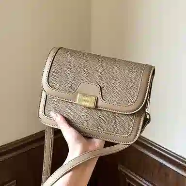 纳兰杜 女包时尚百搭洋气通勤实用高级感潮流真皮包包 头层牛皮 斜挎包小方包豆腐包单肩包 小号 女款 大象灰