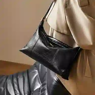 纳兰杜 时尚休闲通勤托特包百搭包包女 牛皮 斜挎包单肩包 大号 女款 咖色/子夜黑