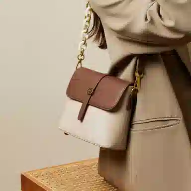 纳兰杜 时尚包包百搭款潮流品牌小众 牛皮真皮 单肩包链条包斜挎包 小号 女款 咖色