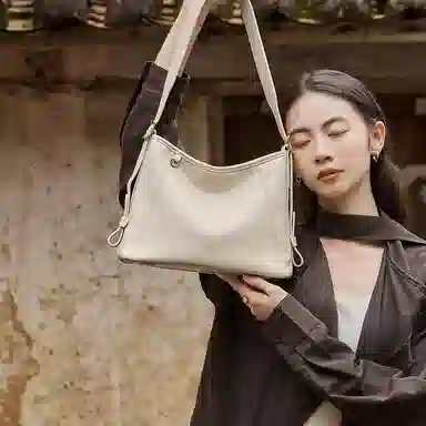 纳兰杜 时尚百搭气质通勤 合成革 单肩包 常规 女款 米白色/子夜黑