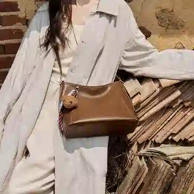 纳兰杜 时尚百搭气质通勤 合成革 单肩包 常规 女款 米白色/子夜黑