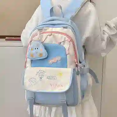 纳兰杜 书包女小学初中高中学生大容量高颜值学院风可爱百搭 织物 双肩包 大号 女款 黄色/粉色/蓝色