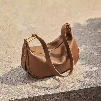 纳兰杜 时尚法式流行休闲百搭小众通勤 牛皮拼合成革 饺子包腋下斜挎包 中号 女款 多色