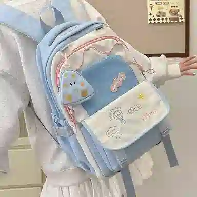 纳兰杜 书包女小学初中高中学生大容量高颜值学院风可爱百搭 织物 双肩包 大号 女款 黄色/粉色/蓝色