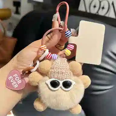 纳兰杜 可爱小煤球挂件书包挂饰汽车卡通玩偶 獭兔毛 钥匙扣包周边 女款 多色