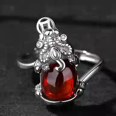 优态 时尚貔貅民族风 水晶 戒指 男女同款情侣款