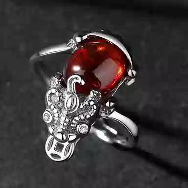 优态 时尚貔貅民族风 水晶 戒指 男女同款情侣款