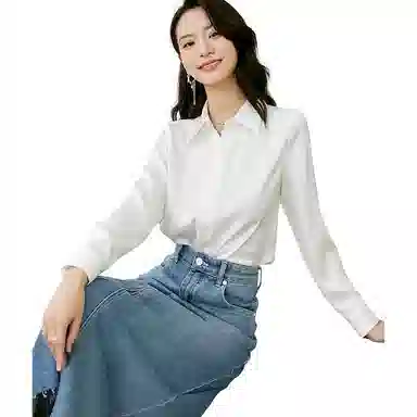晚白 翻领减龄职业通勤衬衫 女款