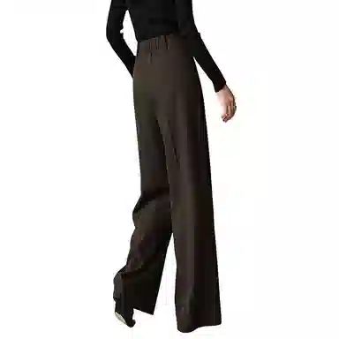 晚白 时尚简约高腰纯色直筒休闲裤 女款