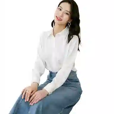 晚白 翻领减龄职业通勤衬衫 女款