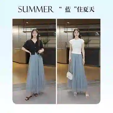 晚白 时尚简约百搭休闲长裙 女款