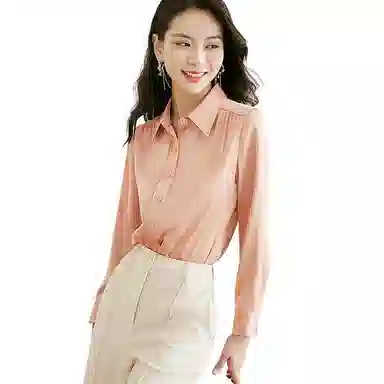 晚白 翻领减龄职业通勤衬衫 女款