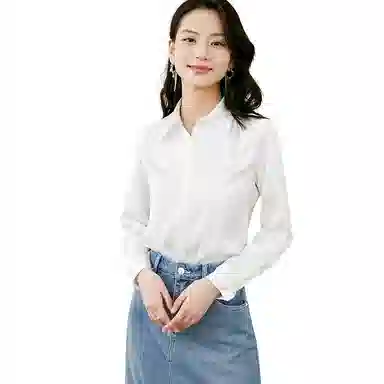 晚白 翻领减龄职业通勤衬衫 女款