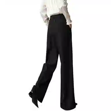 晚白 时尚简约高腰纯色直筒休闲裤 女款