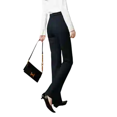 晚白 纯色通勤显瘦高腰微喇裤 女款