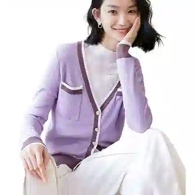 晚白 高弹软糯羊毛针织衫 女款 紫色