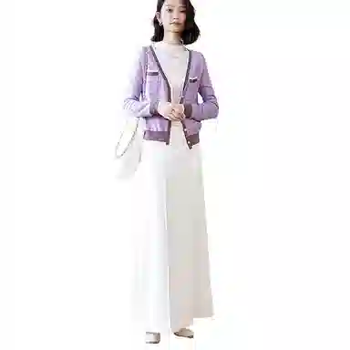 晚白 高弹软糯羊毛针织衫 女款 紫色