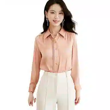 晚白 翻领减龄职业通勤衬衫 女款