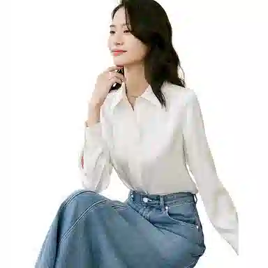 晚白 翻领减龄职业通勤衬衫 女款