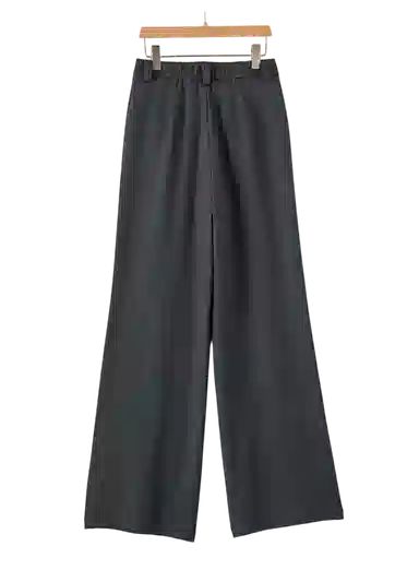 晚白 时尚通勤半松紧高腰窄版休闲裤 女款