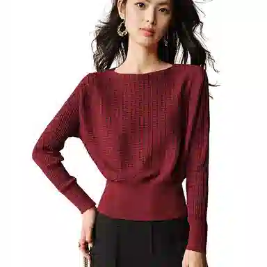 晚白 高弹力打底内搭不扎肤条纹针织衫 女款