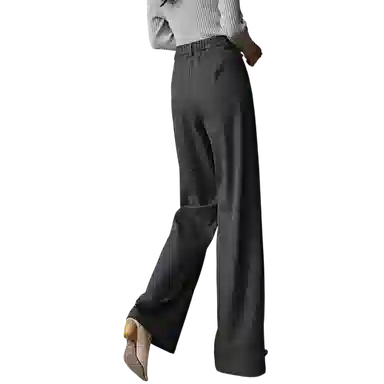 晚白 时尚通勤半松紧高腰窄版休闲裤 女款