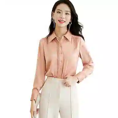 晚白 翻领减龄职业通勤衬衫 女款