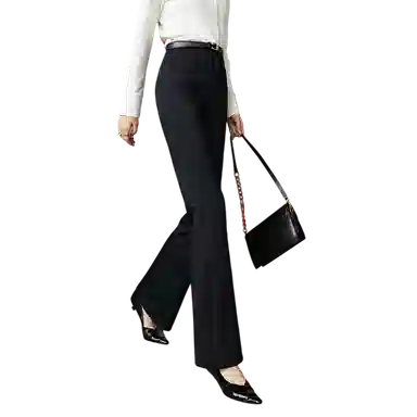 晚白 纯色通勤显瘦高腰微喇裤 女款