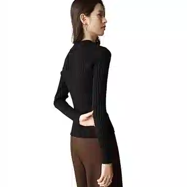 晚白 软糯不扎肤高弹力针织衫 女款 黑色