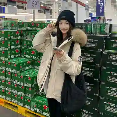 桴生 学院风时尚工装派克服 高级设计感小众宽松长袖棉服 女款