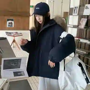 桴生 学院风时尚工装派克服 高级设计感小众宽松长袖棉服 女款