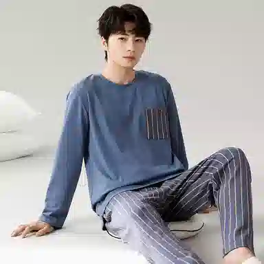 Qiao Jiaren Pajama Set Blue Grey