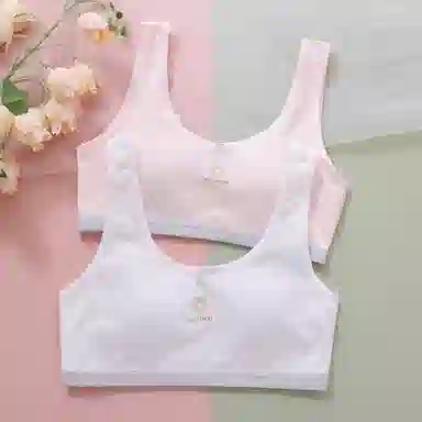 俏佳人 固定立体杯吸汗打底透气网眼舒适背心初高中发育期轻薄少女文胸 女款