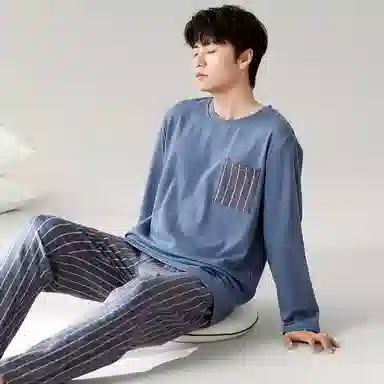 Qiao Jiaren Pajama Set Blue Grey