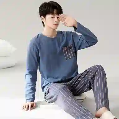 Qiao Jiaren Pajama Set Blue Grey