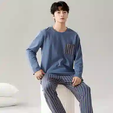 Qiao Jiaren Pajama Set Blue Grey