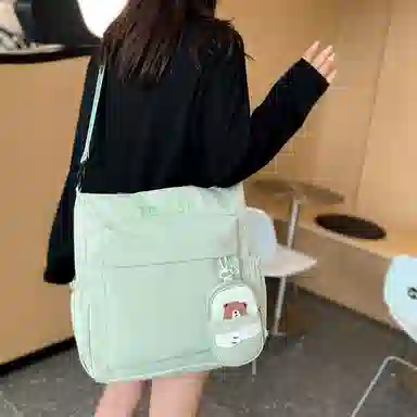 泰克森 简约可爱大容量质感补习袋 尼龙 手提单肩斜挎包 中号 男女同款情侣款 米白色/粉色/紫色/绿色/黑色