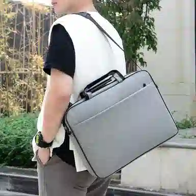 泰克森 商务拉链开合 尼龙 电脑包手提包 常规 男女同款情侣款 黑色灰色