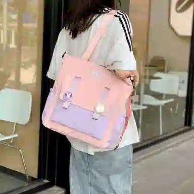 泰克森 大容量百搭 尼龙 单肩包 中号 男女同款情侣款 粉色/紫色/卡其色/绿色/黑色