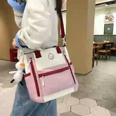 泰克森 大容量补习袋 尼龙 单肩斜挎包 中号 男女同款情侣款 黑色/绿色/粉色/蓝色/卡其色