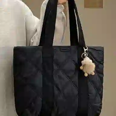 泰克森 时尚菱格大容量通勤购物包羽绒百搭 织物 托特包手提包 男女同款情侣款 多色