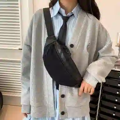 泰克森 大容量休闲 灯芯绒 单肩包胸包 小号 男女同款情侣款 棕/黑/白/绿