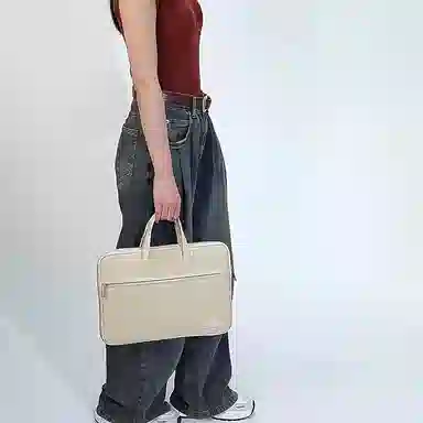 泰克森 纯色休闲拉链开合设计 牛津布 电脑包 大号 男女同款情侣款 卡其色/粉色/灰色/黑色