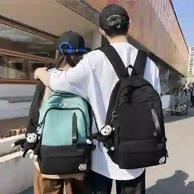 泰克森 日系潮牌双肩包撞色拼接大容量背包大学生书包休闲旅行双肩包 尼龙 男女同款